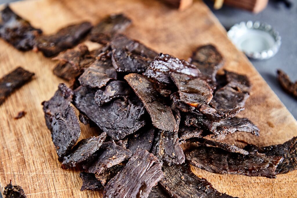 a pile of cooked jerky