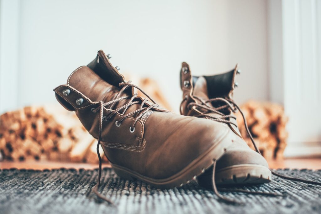 A brown pair of hiking boots for men
