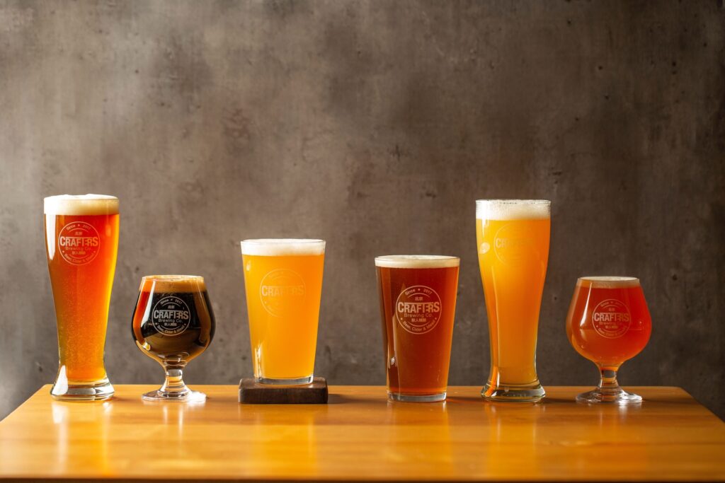 lineup of various types of beers