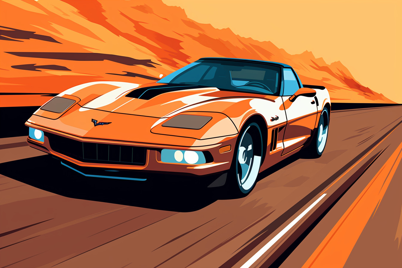 A fast-driving Corvette