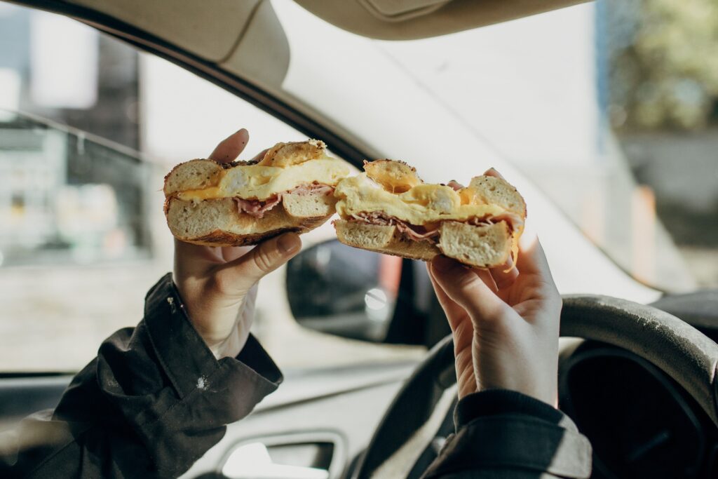 Eating while driving - types of driving distractions