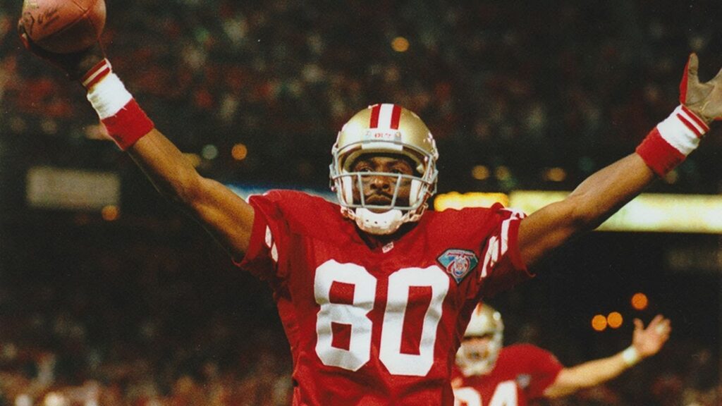 Jerry Rice celebrating a touchdown