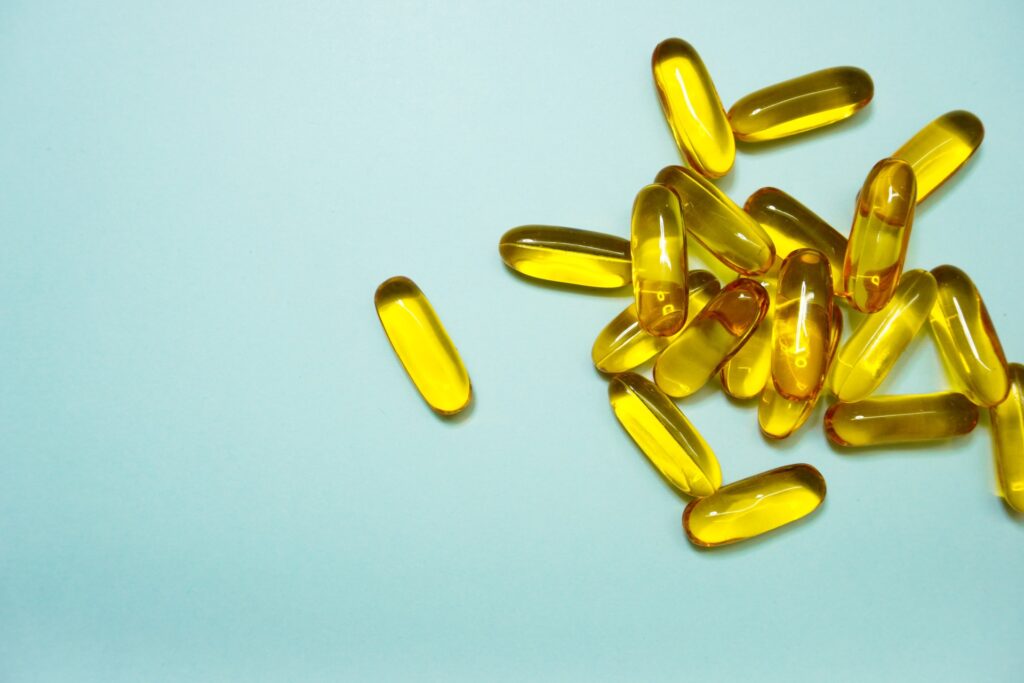 Yellow fish oil pills