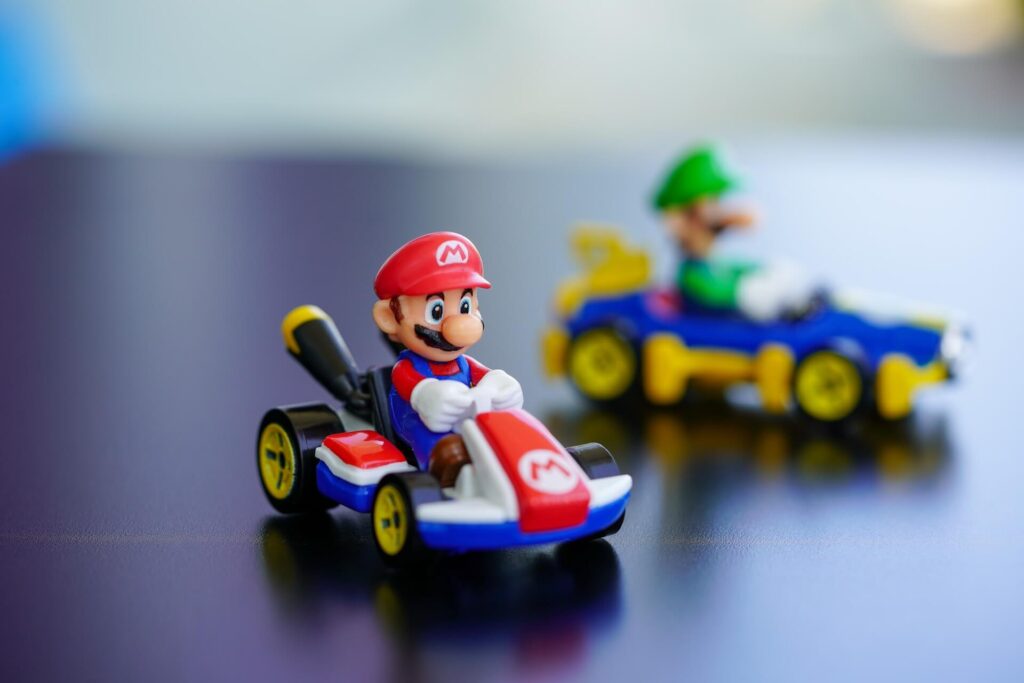 Mario and Luigi figurines from Mario Kart.