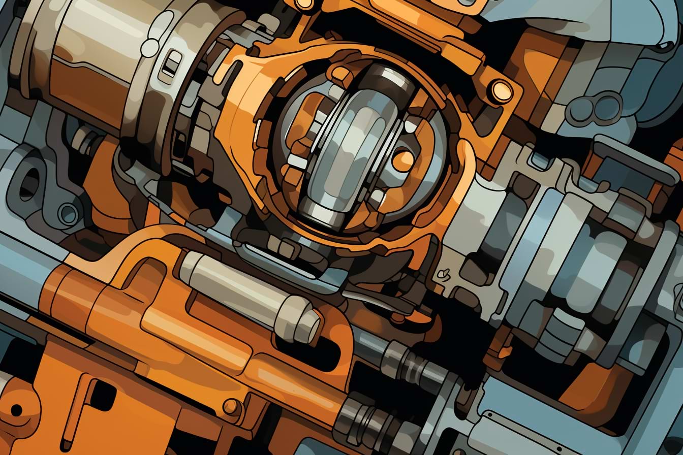 A concept illustration of an engine.