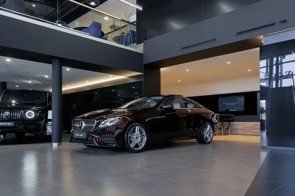 Interior of a BMW dealership