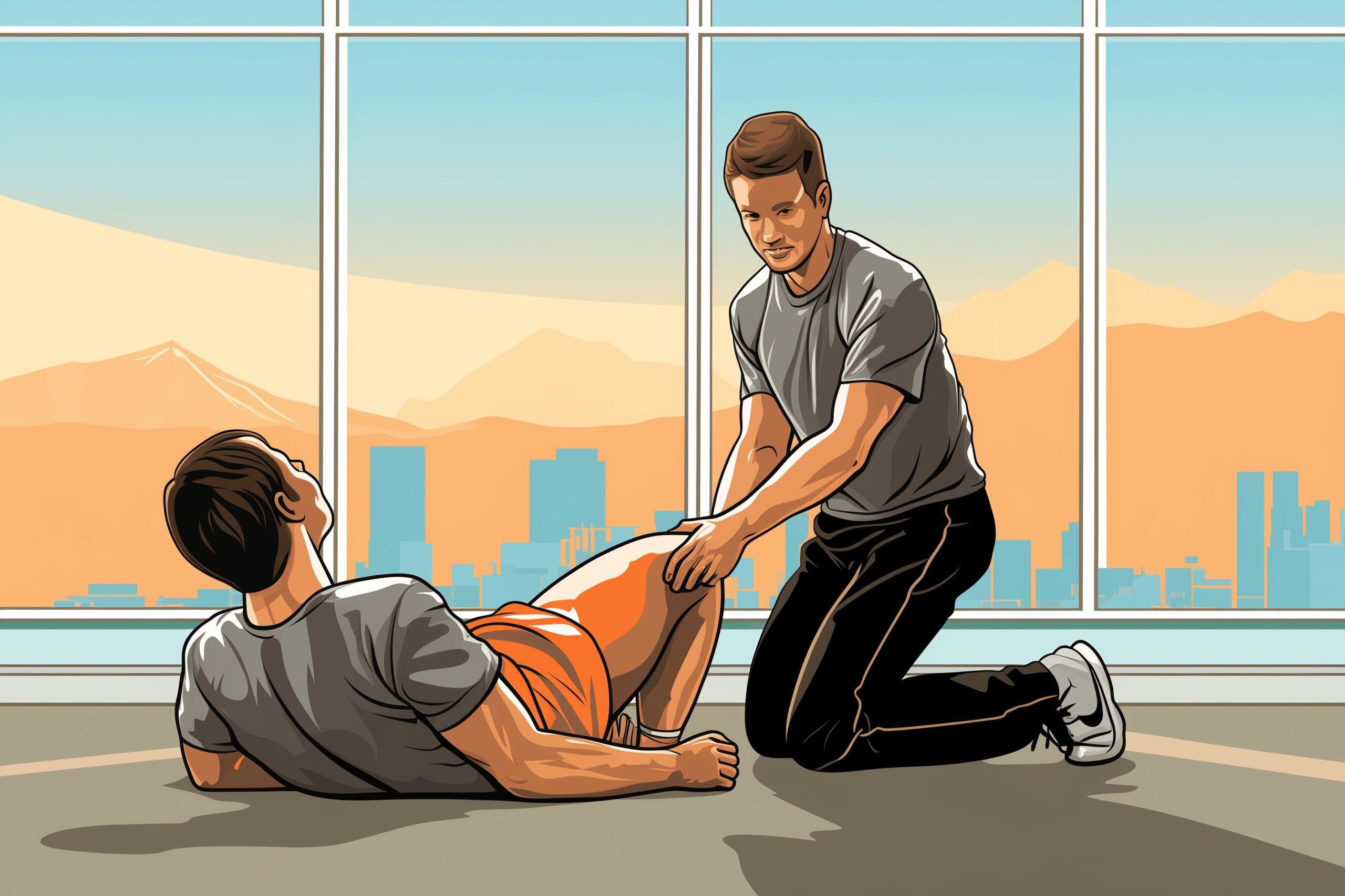 A physical therapist working on a patient