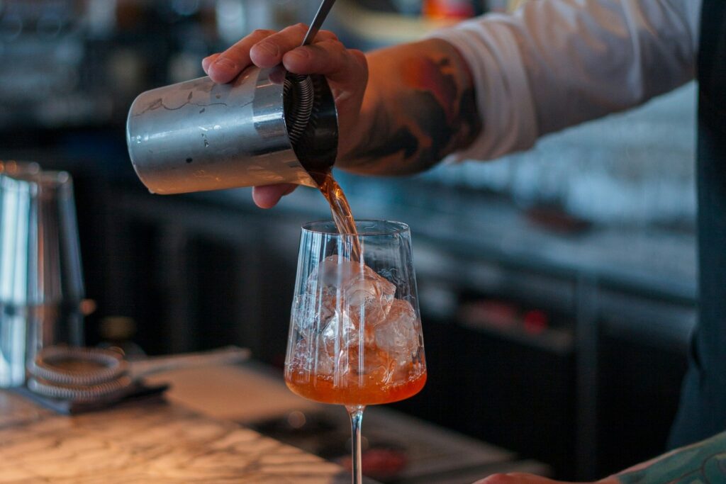 Punch mixture being poured