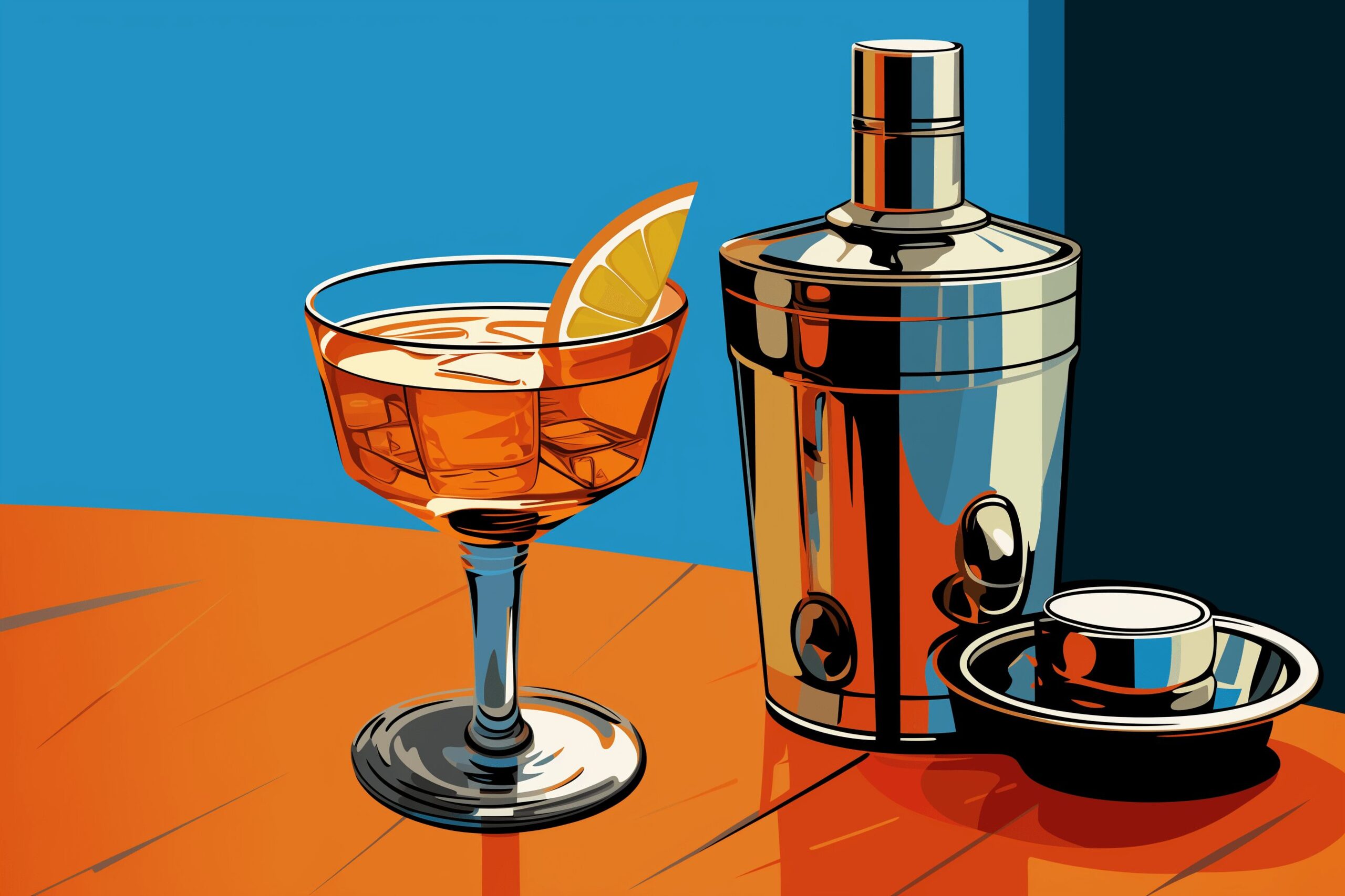 A cocktail and shaker