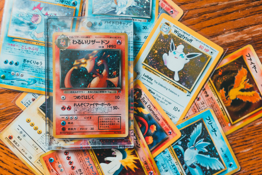 pokemon cards on a table