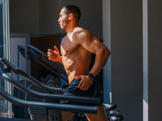 A man running on a treadmill