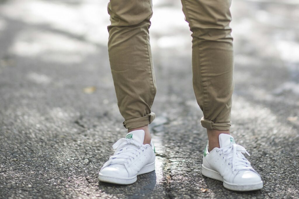 A man in white shoes