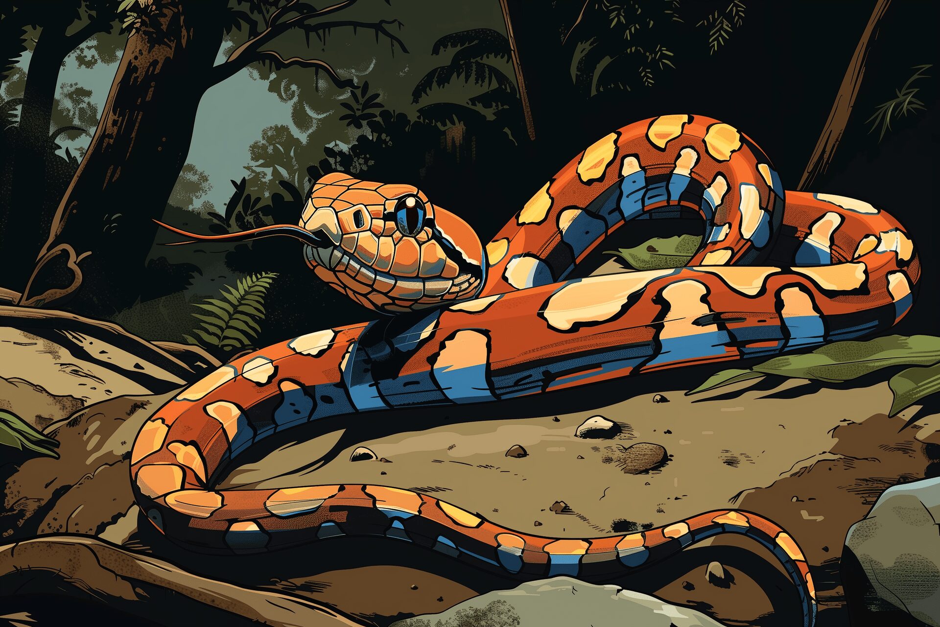 a pet snake in a jungle habitat