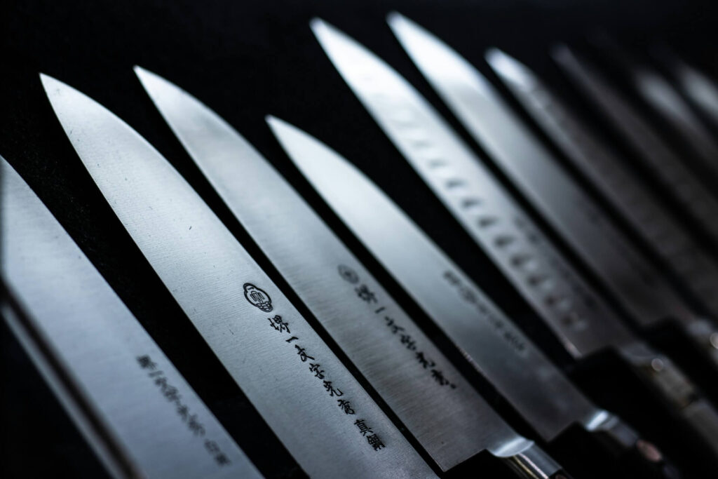 A set of Japanese chef's knives