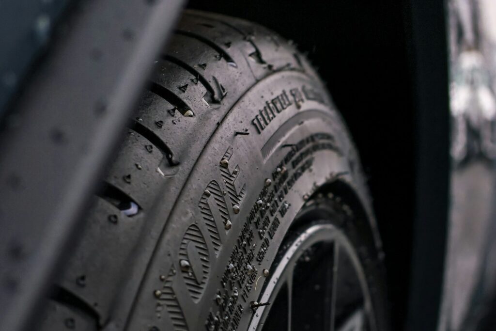Closeup on a tire's treads