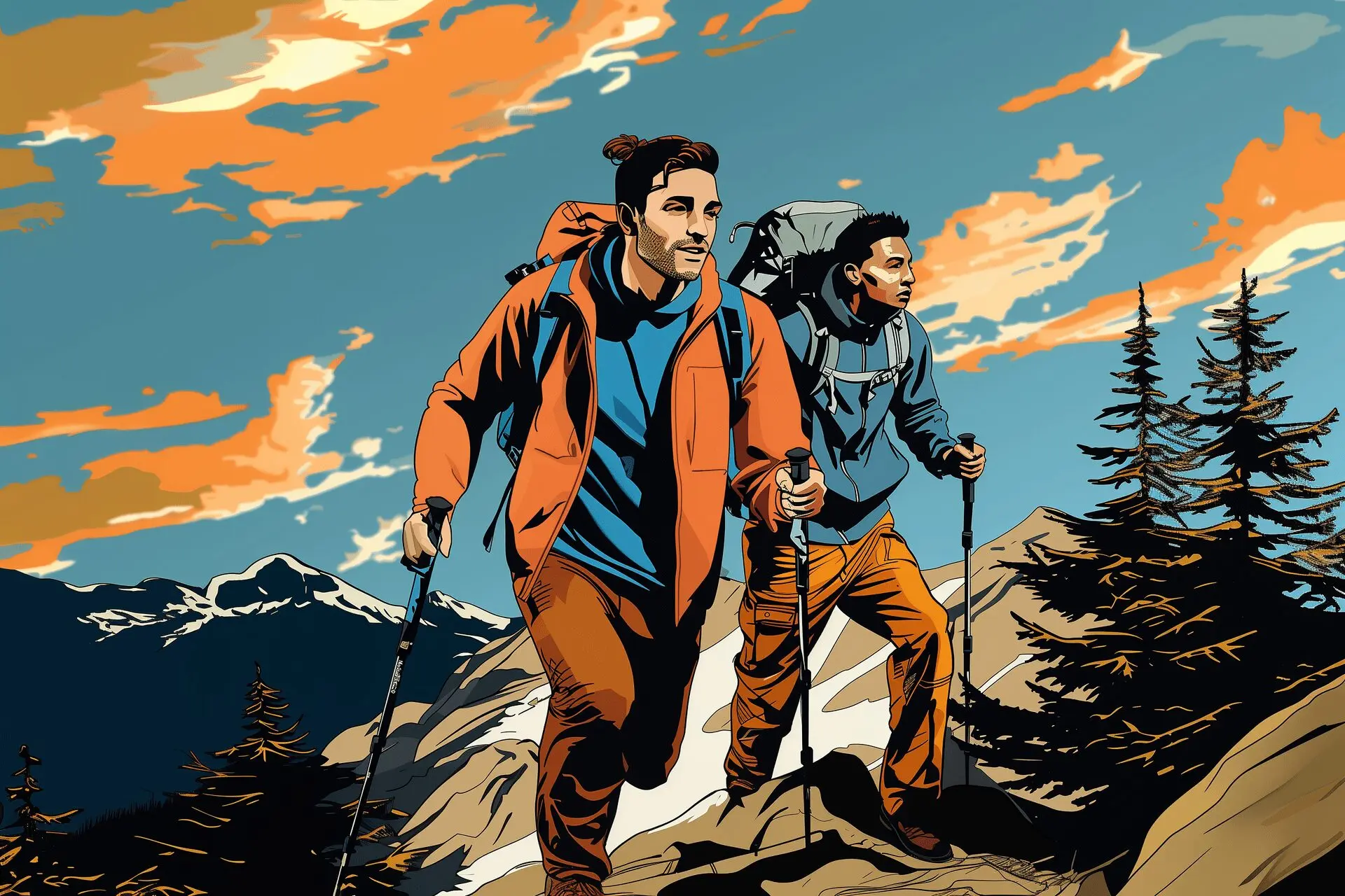 two men day hiking Two men day hiking