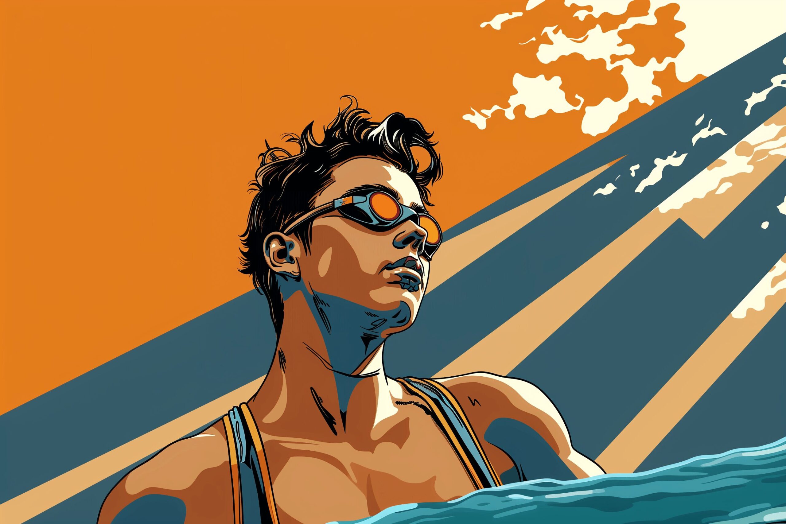 Drawing of a competitive swimmer