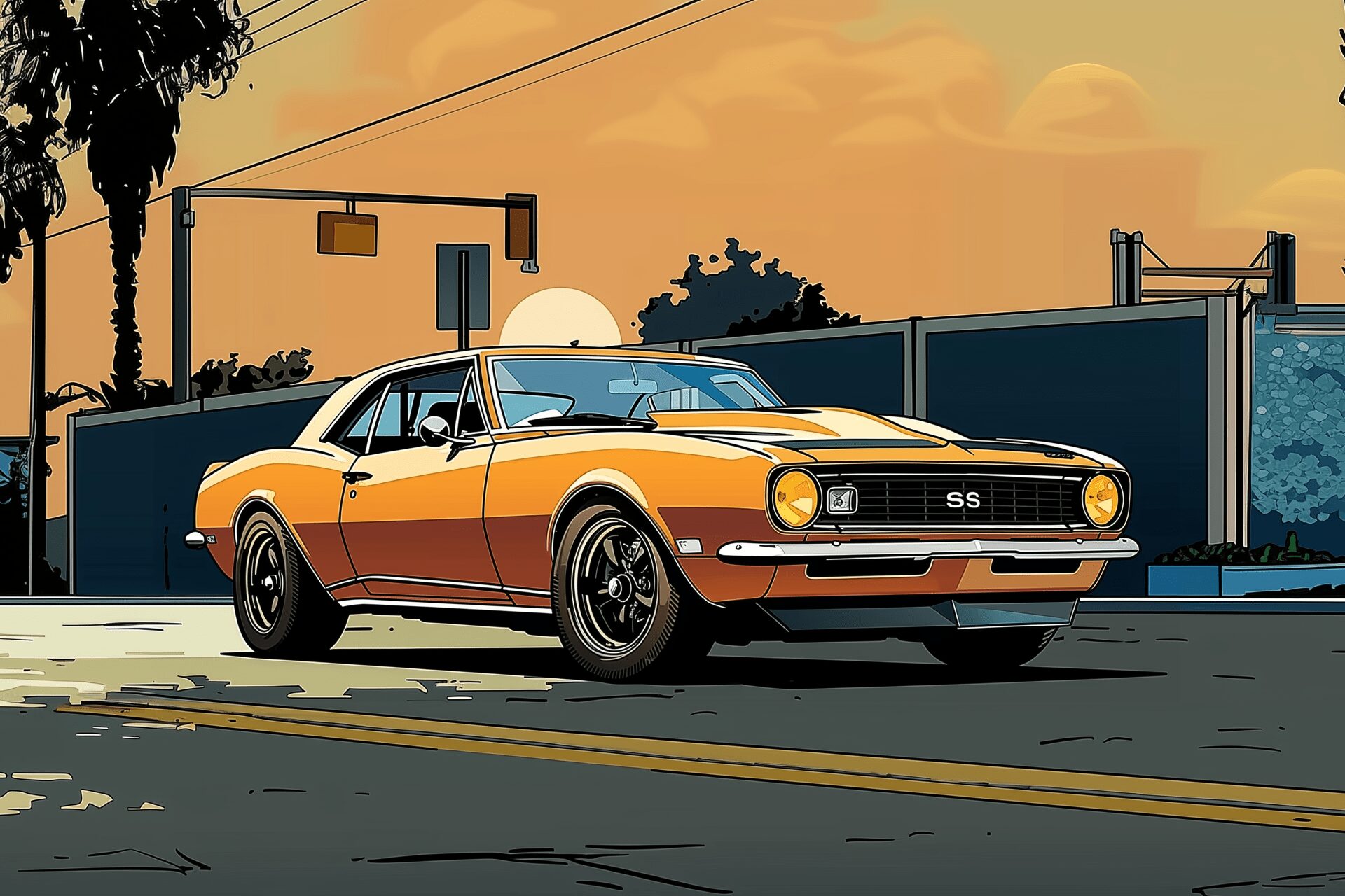 Artistic depiction of a '67 Camaro, one of the most recalled vehicles of all time