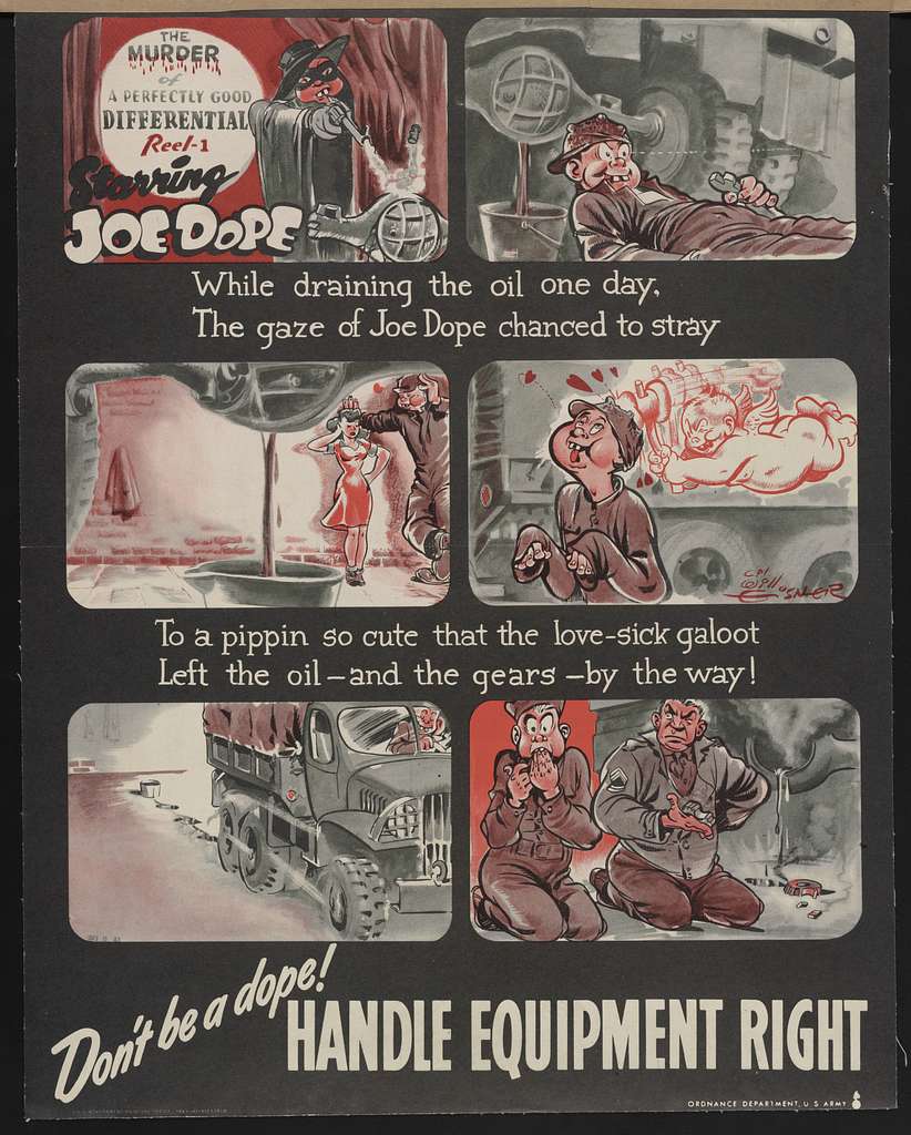 World War II era poster on changing differential oil, courtesy of the Library of Congress