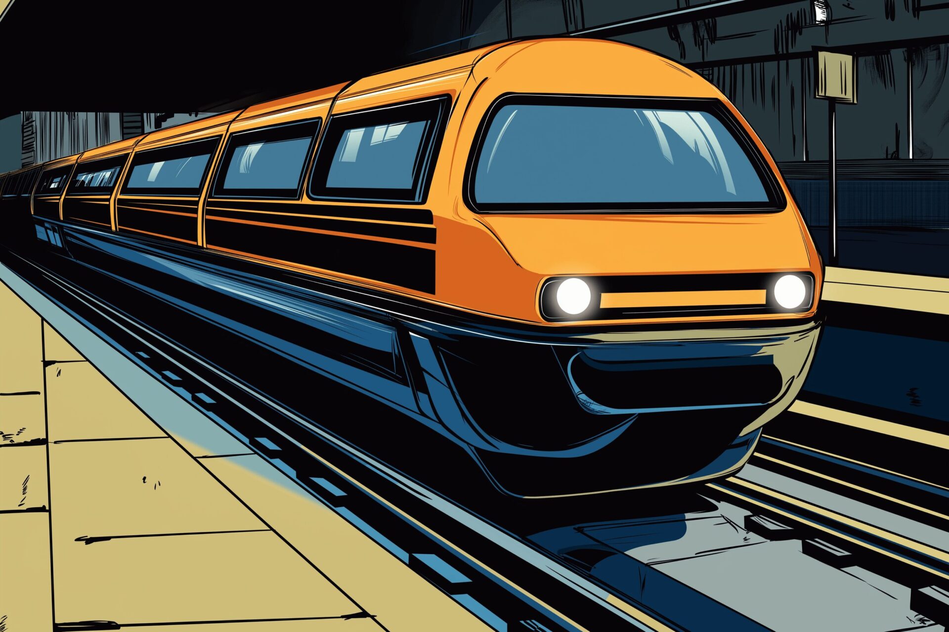 Drawing of a maglev train